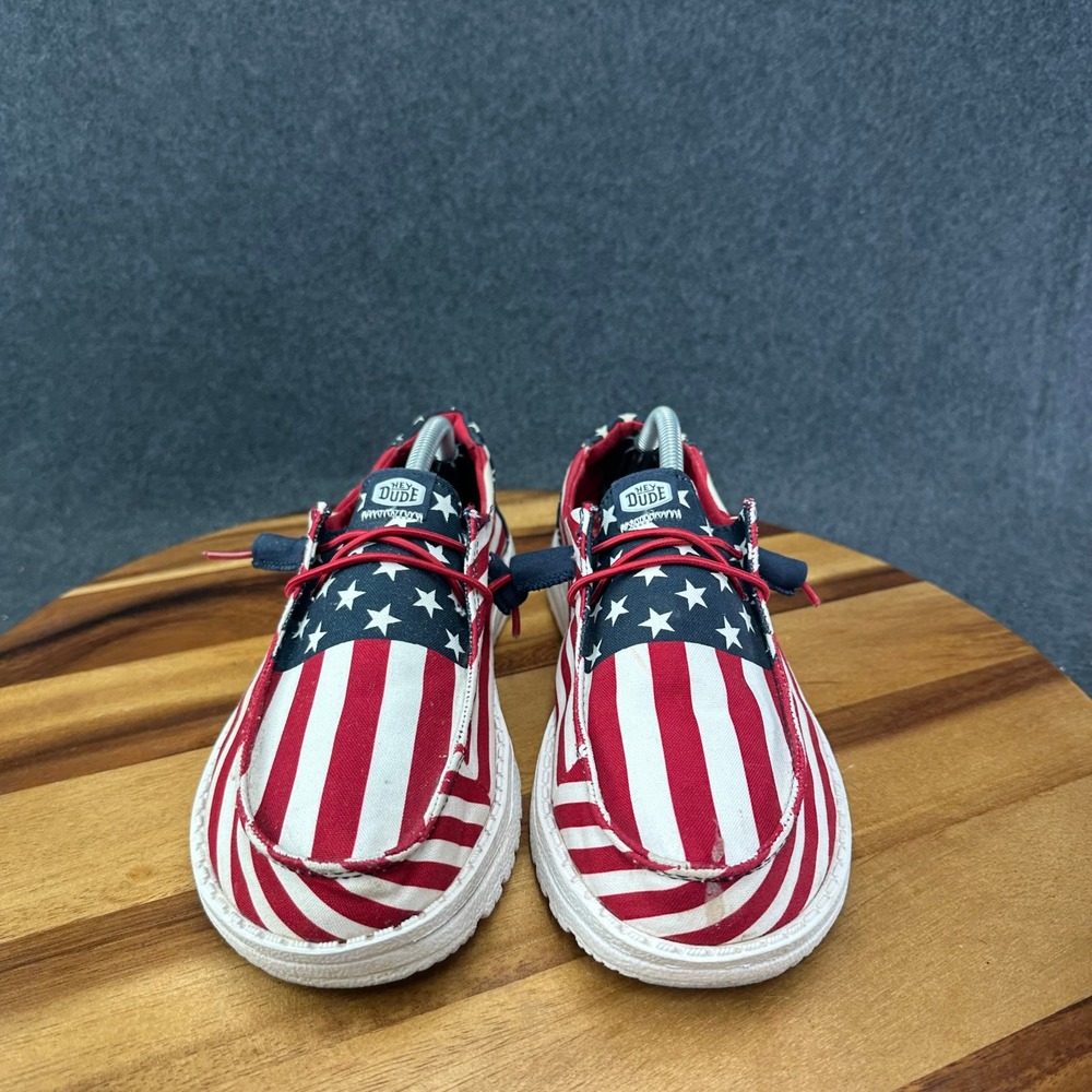 Hey Dude Wendy Americana American Flag Stars Stripes Shoes W7 41096-9CW - Picture 3 of 11